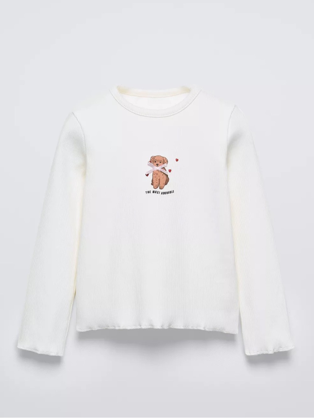 NEW WOT Zara Printed Rib Mini Bow Shirt